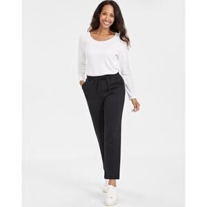 Style & Co. Women's Mid Rise Drawstring-Waist Fleece Pant Deep Black Size S